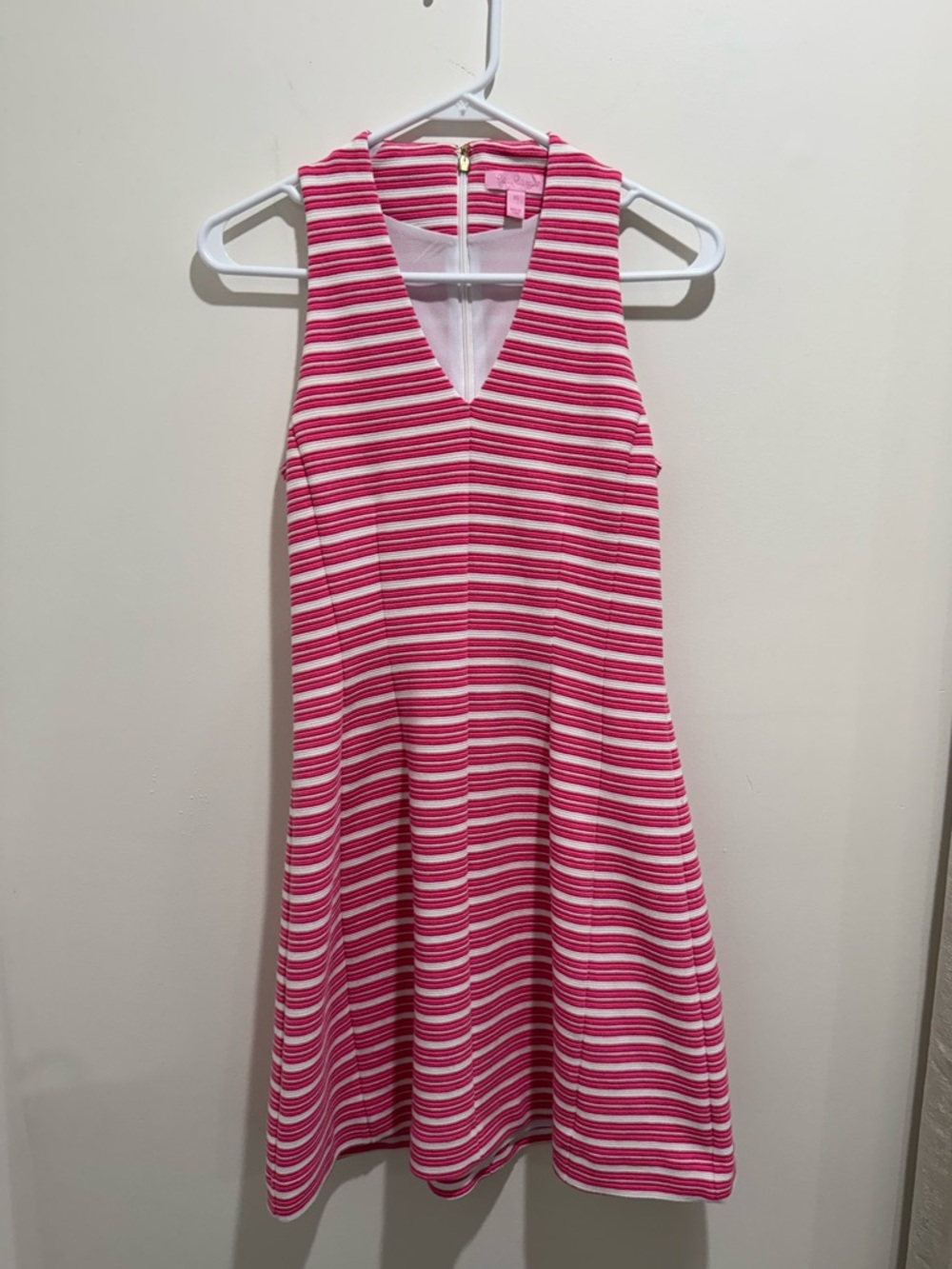 Lilly Pulitzer Pink White Striped‎ Sleeveless Fit & Flare Dress XS
